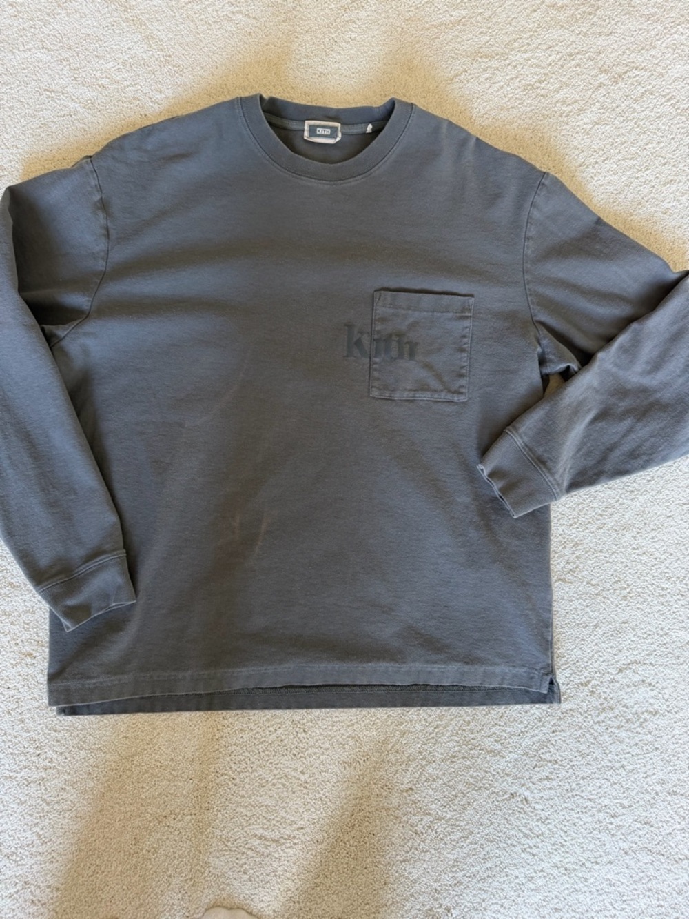 Kith Men's Long Sleeve Tee in Washed Charcoal